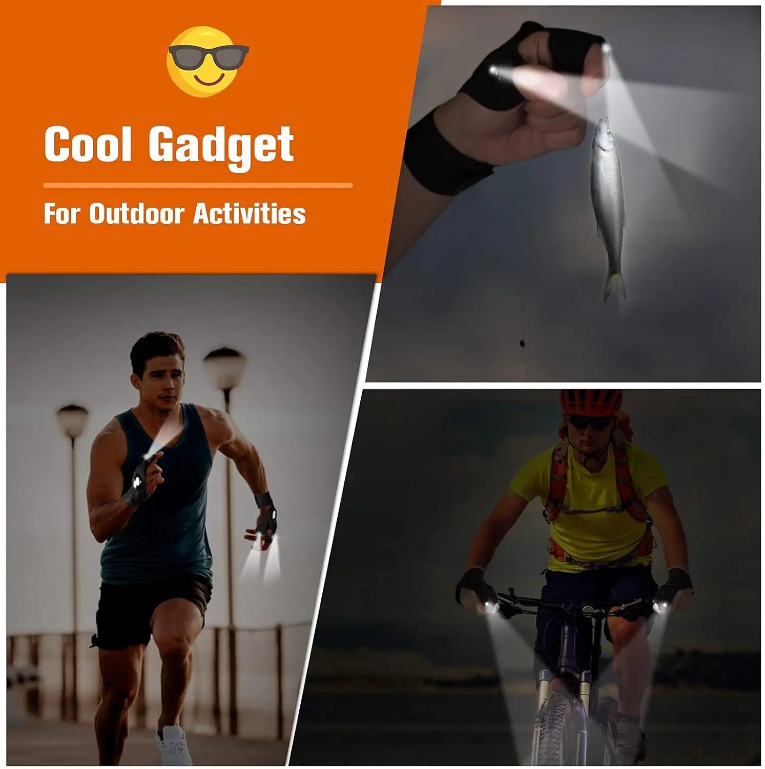 LED Fingerless Gloves for Men and Women - Waterproof, Durable, Ideal for Night Fishing, Cycling, and Running