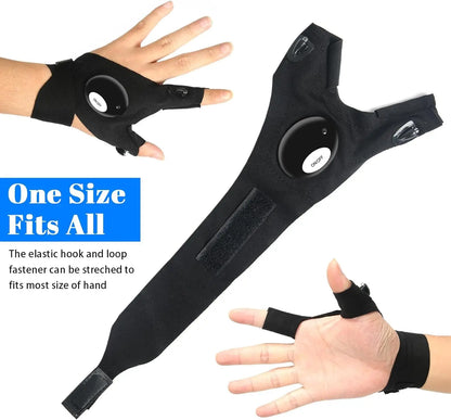 LED Fingerless Gloves for Men and Women - Waterproof, Durable, Ideal for Night Fishing, Cycling, and Running