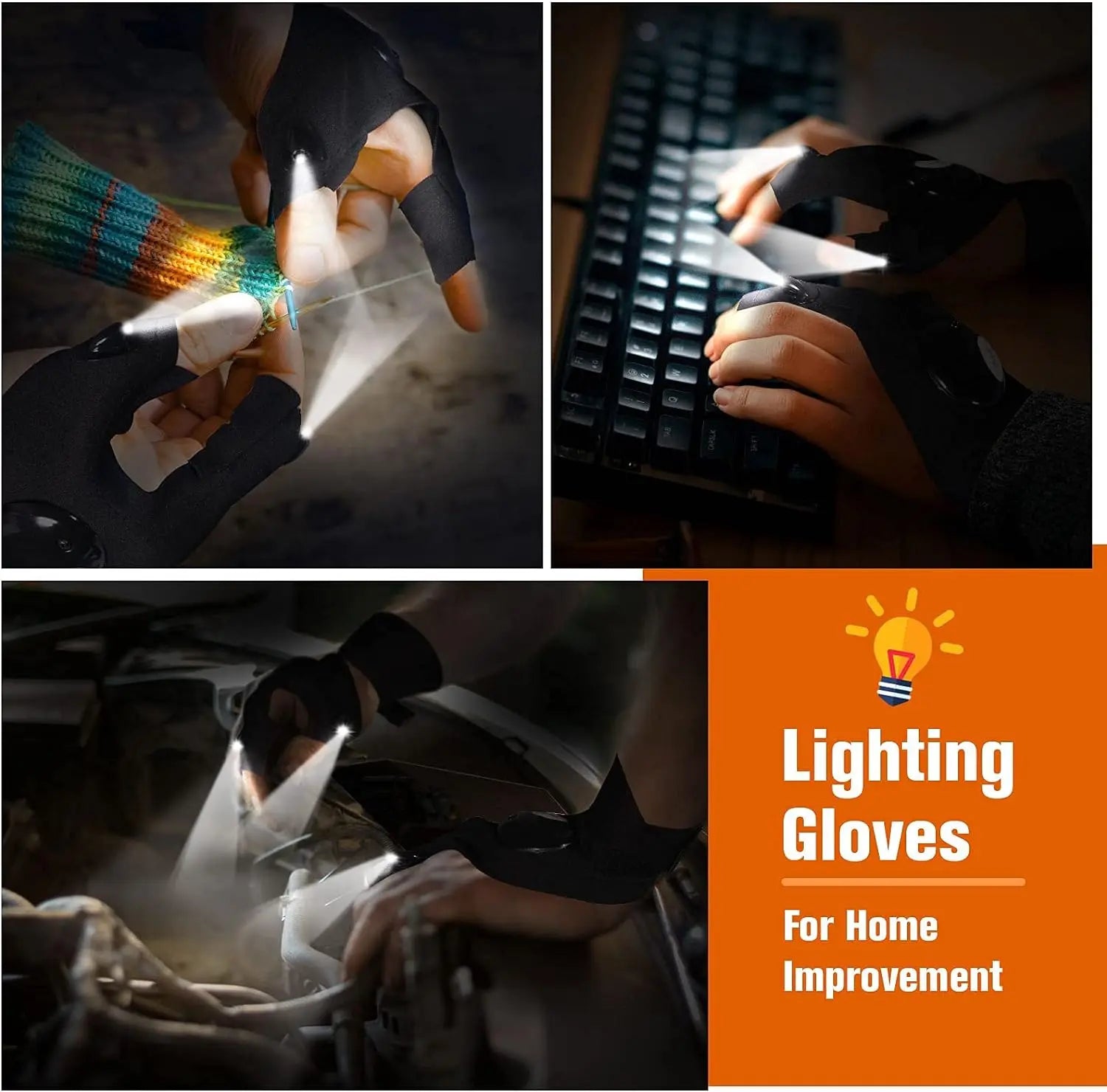 LED Fingerless Gloves for Men and Women - Waterproof, Durable, Ideal for Night Fishing, Cycling, and Running