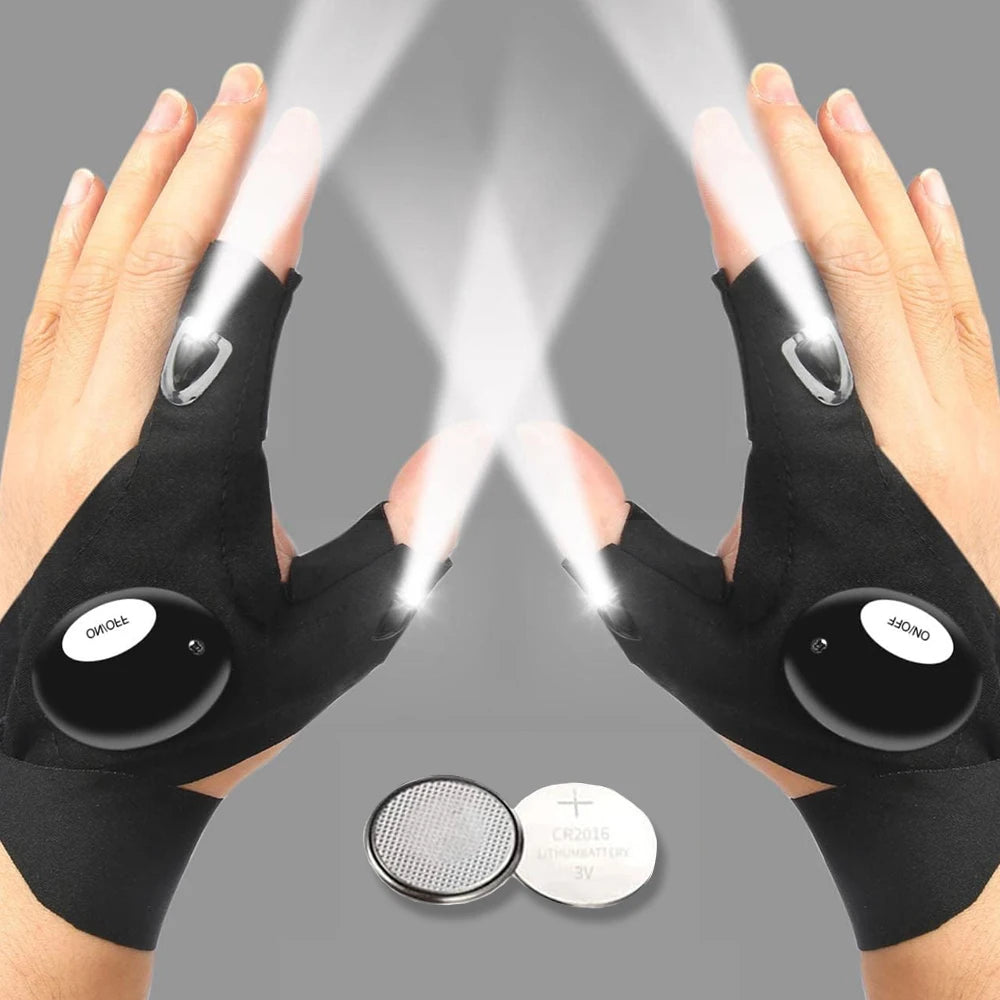 LED Fingerless Gloves for Men and Women - Waterproof, Durable, Ideal for Night Fishing, Cycling, and Running